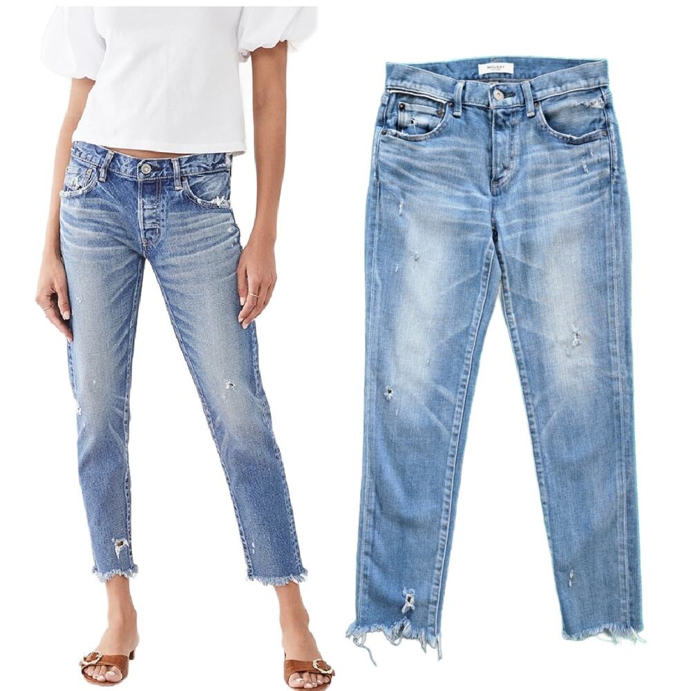 MOUSSY Vintage Diana Skinny Jeans Size 26 Distressed Ankle Raw Hem Japan Light